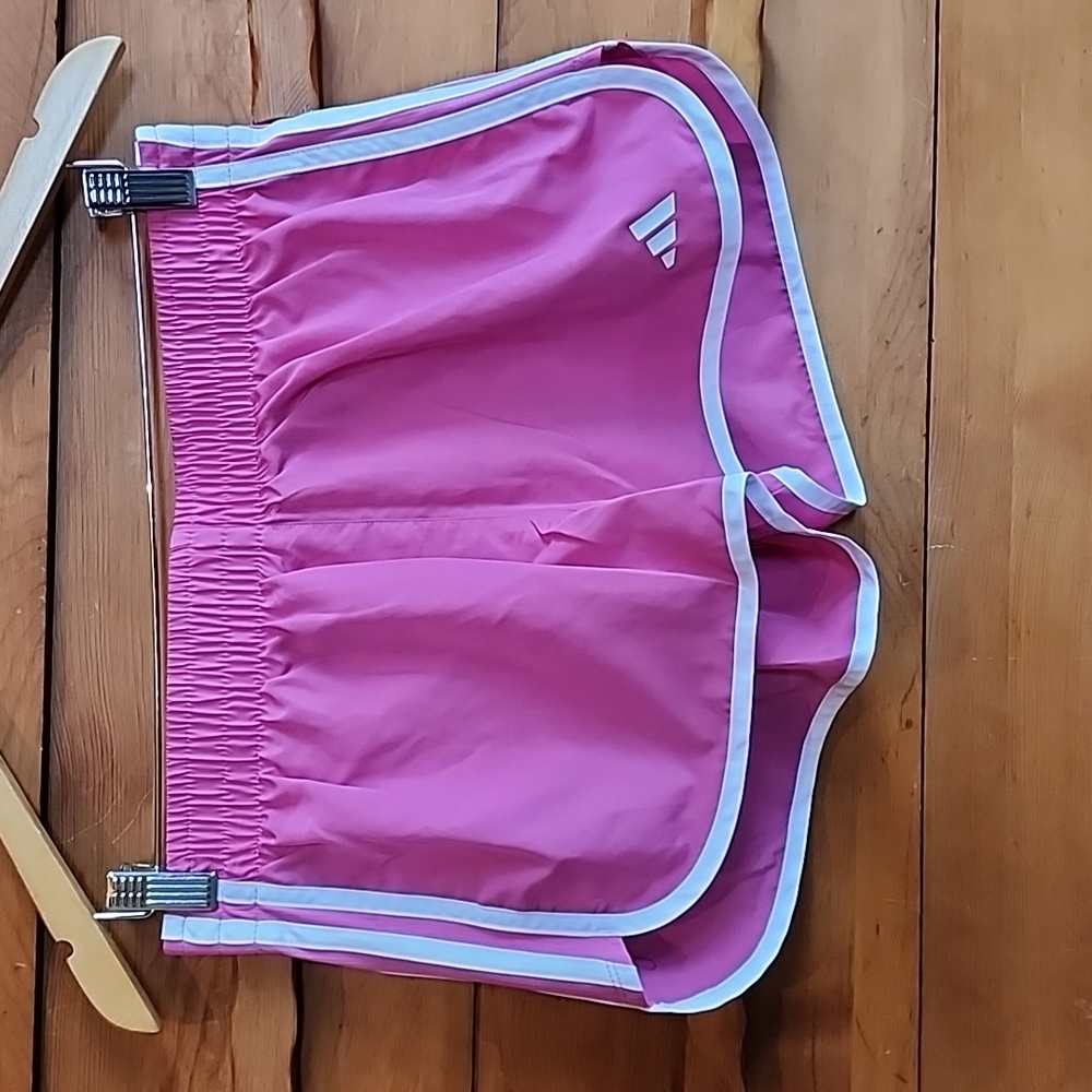 Adidas‎: Marathon 20 Shorts, Pink w/ White Stripes, Women's Small 3"